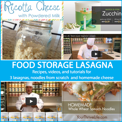 Food Storage Lasagna by YourThriveLife.com -- 3 lasagnas, homemade noodles from scratch, and homemade ricotta cheese