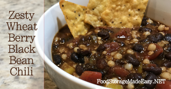 zesty wheat berry black bean chili