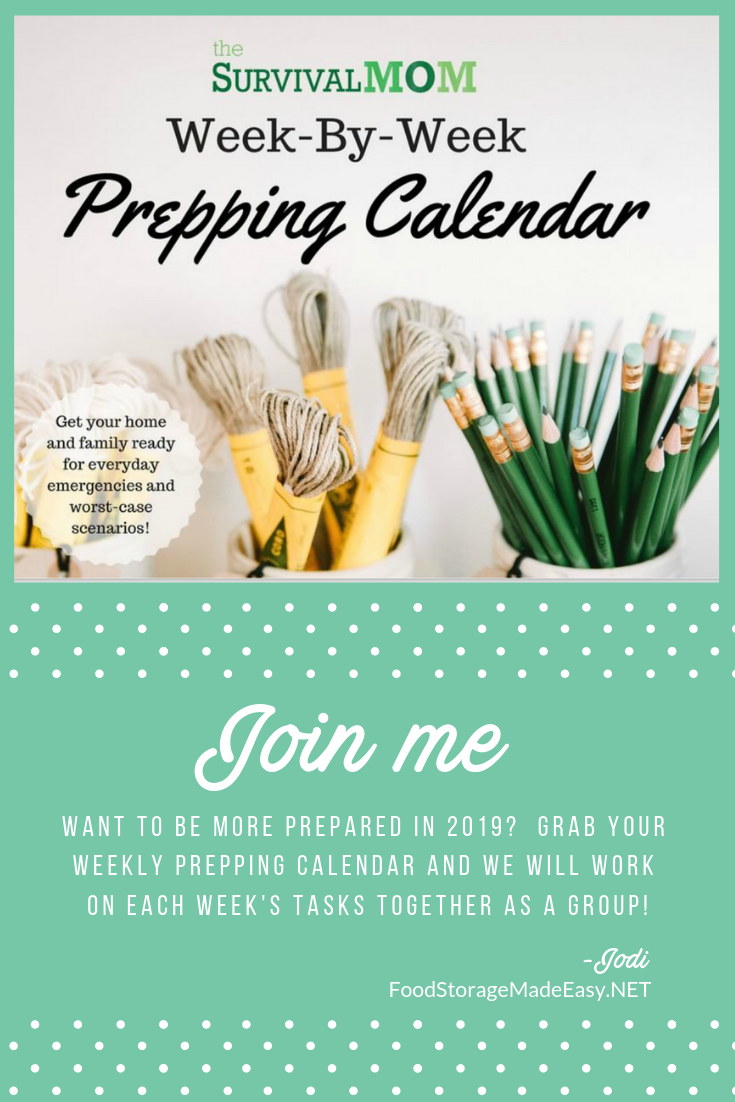 Weekly Prepping Calendar from The Survival Mom