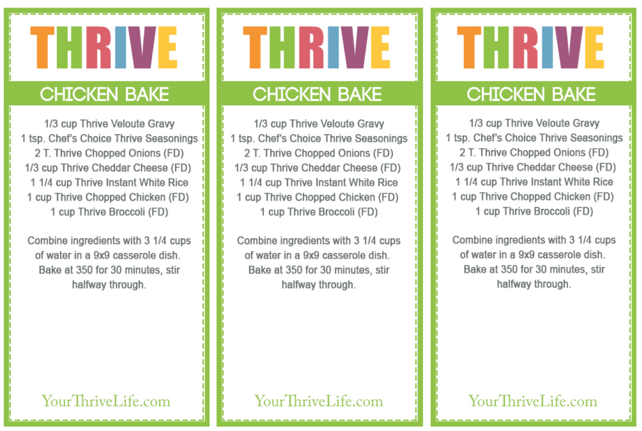 Chicken Broccoli Rice Bake Labels