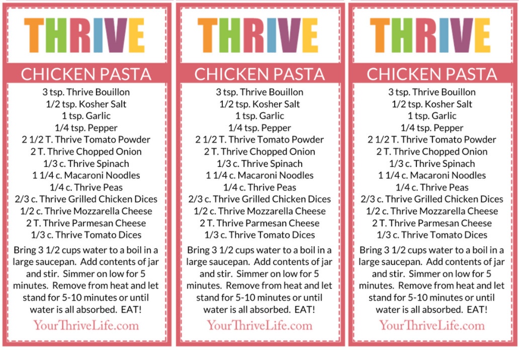 one pot chicken pasta recipe card