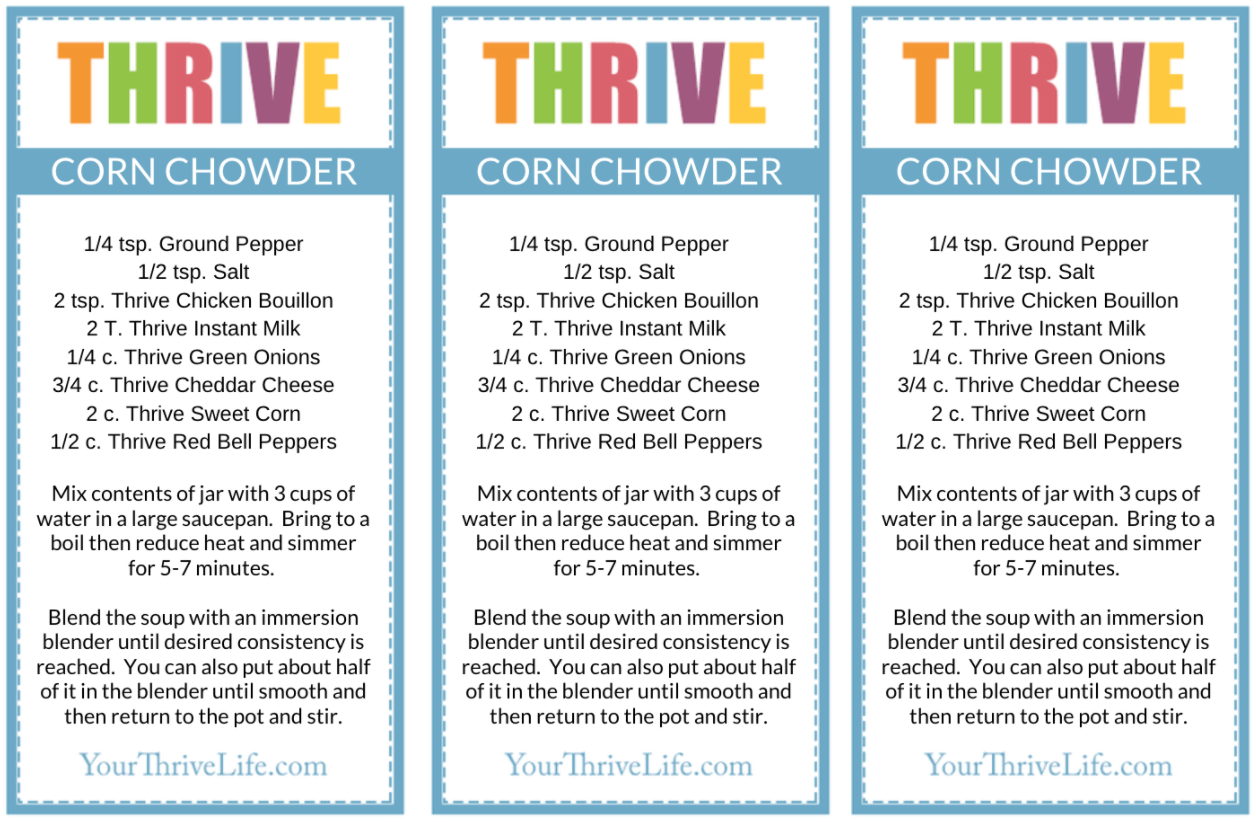Cheesy Corn Chowder Labels