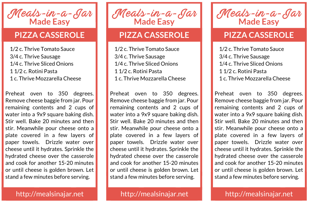 pizza casserole recipe labels